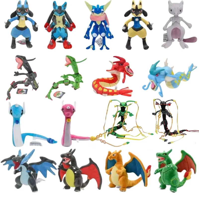 70 Styles Pokemon Plush Toys Kawaii Charizard Lucario Dragonair Rayquaza Gyarados Anime Soft Dolls Kids Birthday Christmas Gifts