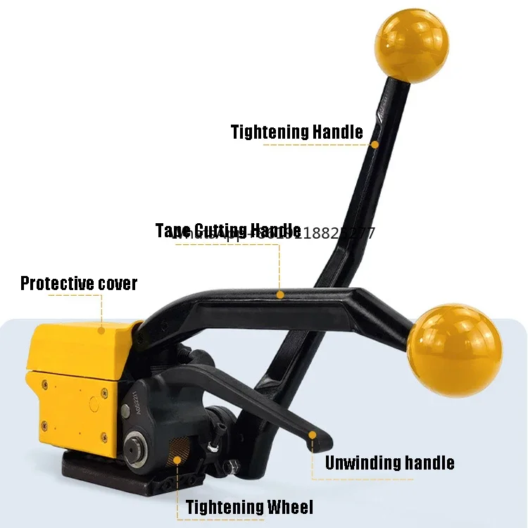 Sealless Steel Strapping Machine, embalagem manual para ferramentas manuais, cinto de aço sem fivela, enfardadeira