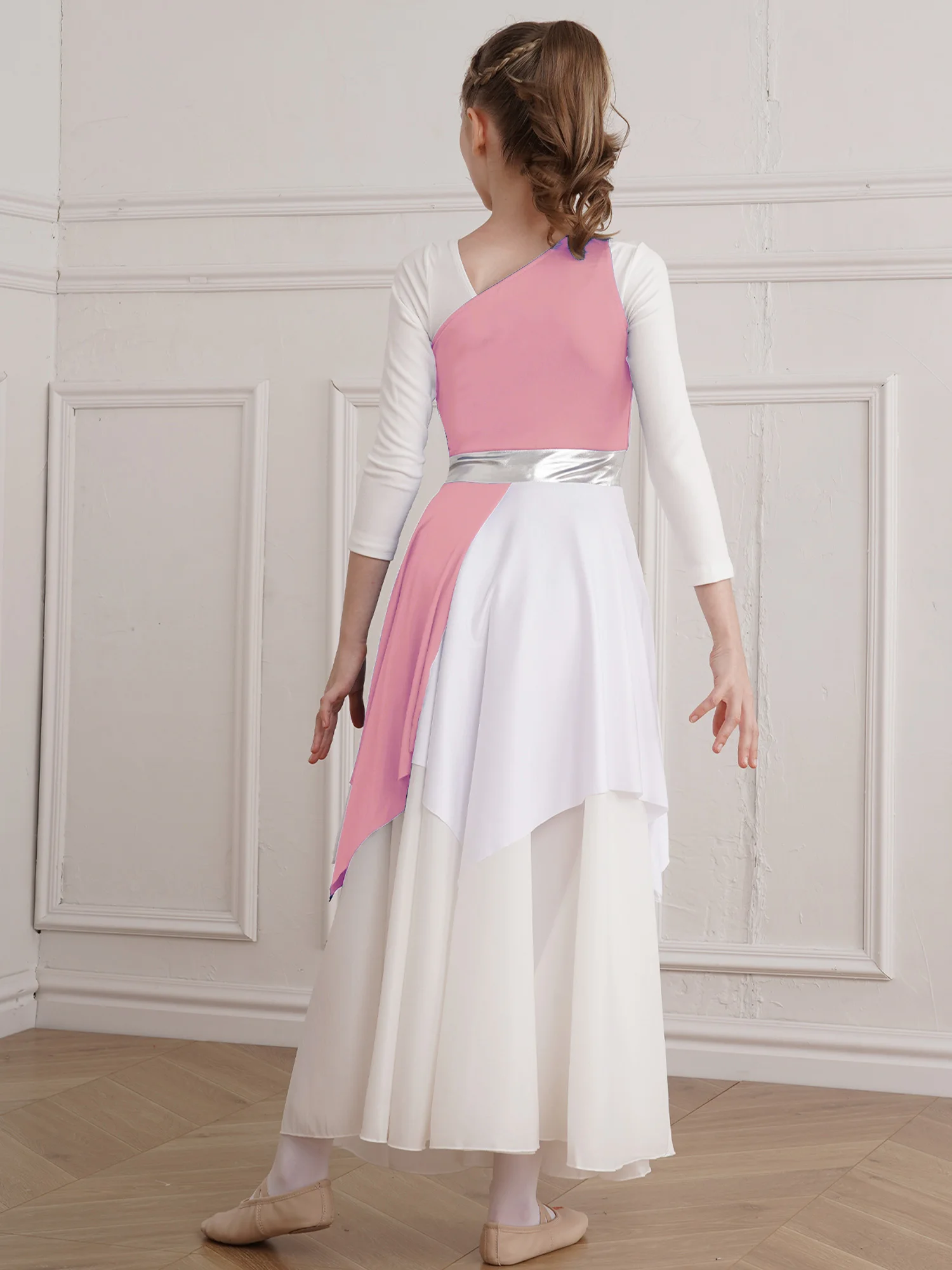 Girl's Praisewear Lyrical Dance Costume One Shoulder Church Modern Praise Dancing Dress Worship Robes Liturgical Dancewear