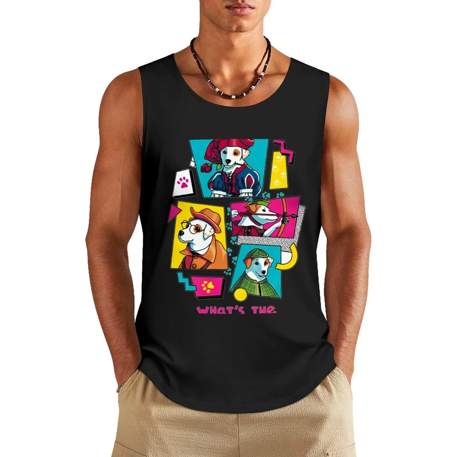 

What's the Story, Wishbone 90s Style, Nostalgia, Jack Russell Dog Tank Top vests for men Sleeveless top Clothing