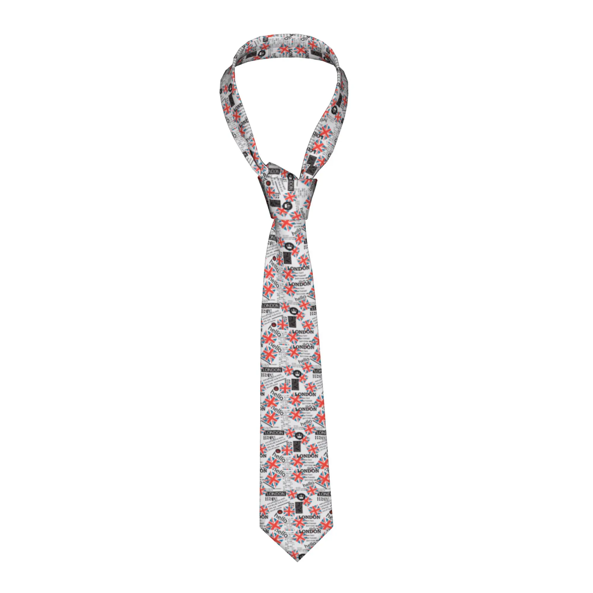 Formal United Kingdom Flag Print Tie for Party Men UK London British Symbol Neckties