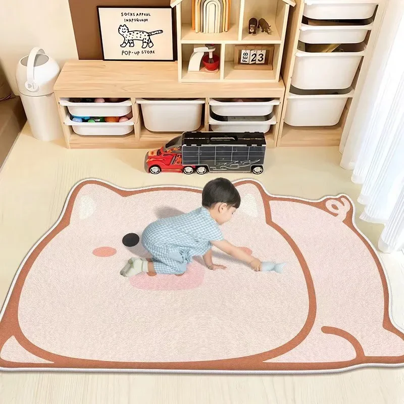 Cute Cartoon Pig Carpets Child Bedroom Decor Cloakroom Lounge Kids Play Crawl Area Rug Living Room Sofa Bedside Fluffy Floor Mat