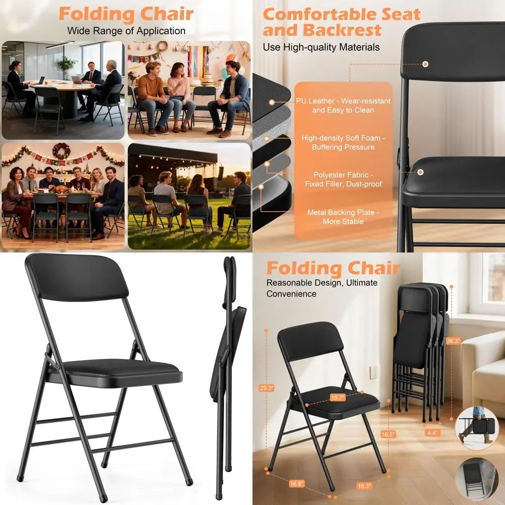 

Роскошное складное кресло с мягкой обивкой, 16x16, с двойными шарнирными ножками, грузоподъемность 150 кг, подходит для дома, офиса, использования в помещении и на улице.