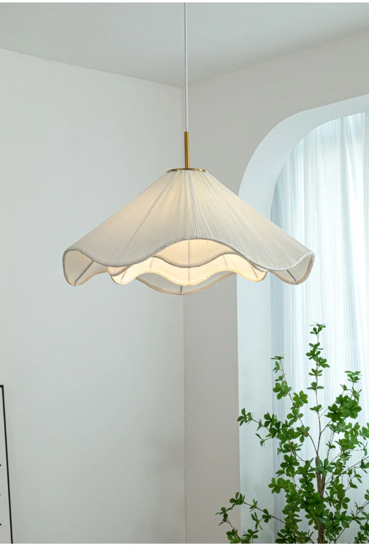 Nordic Fabric LED Chandelier Foyer White E27 Pendant