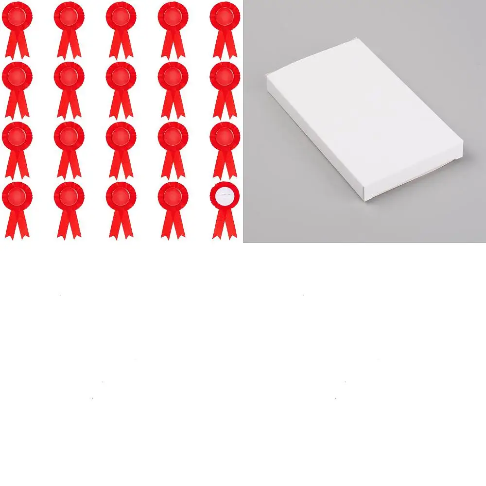 12Pcs Blank Award Ribbon Button Pin Red Brooch Winner Victory Ribbons Rosette Ribbon Grand Prize for DIY Party Accessory