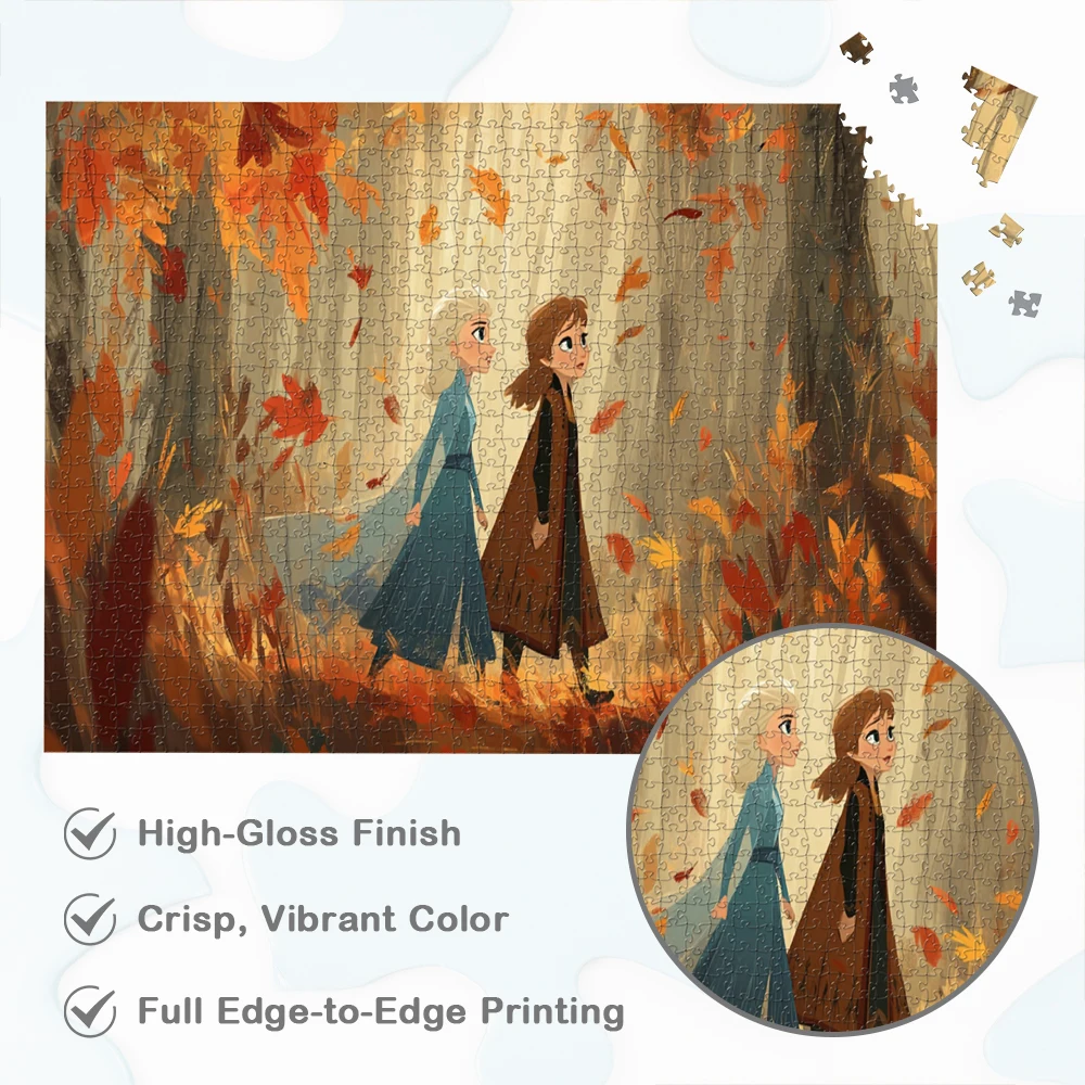 Elsa en Anna Disney Legpuzzels Herfstbos Warme Bladeren Spellen en Puzzels Disney Cartoon Grote Volwassen Legpuzzel voor Kinderen Volwassen