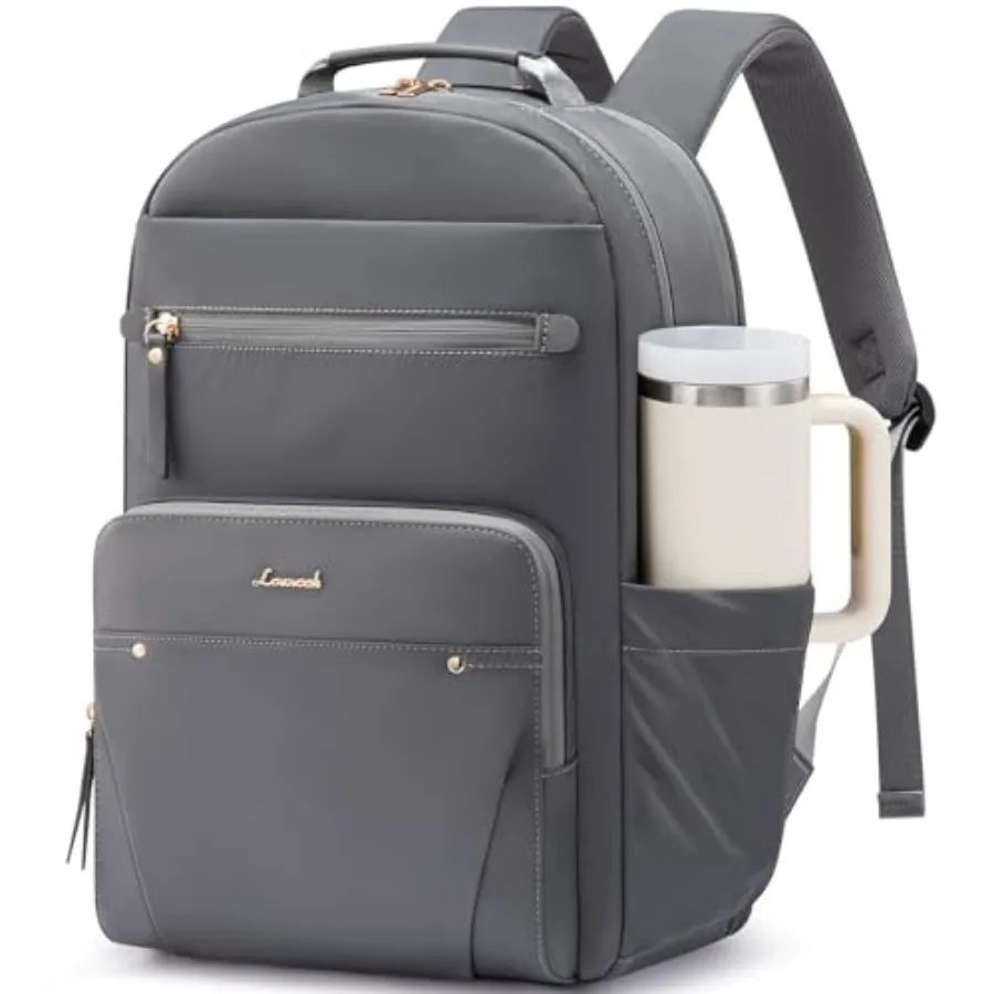

LOVEVOOK Laptop Backpack for Women with Leather Trim and Tumbler Pockets,"Work Backpack Purse, Travel Personal Item Bag, Carry