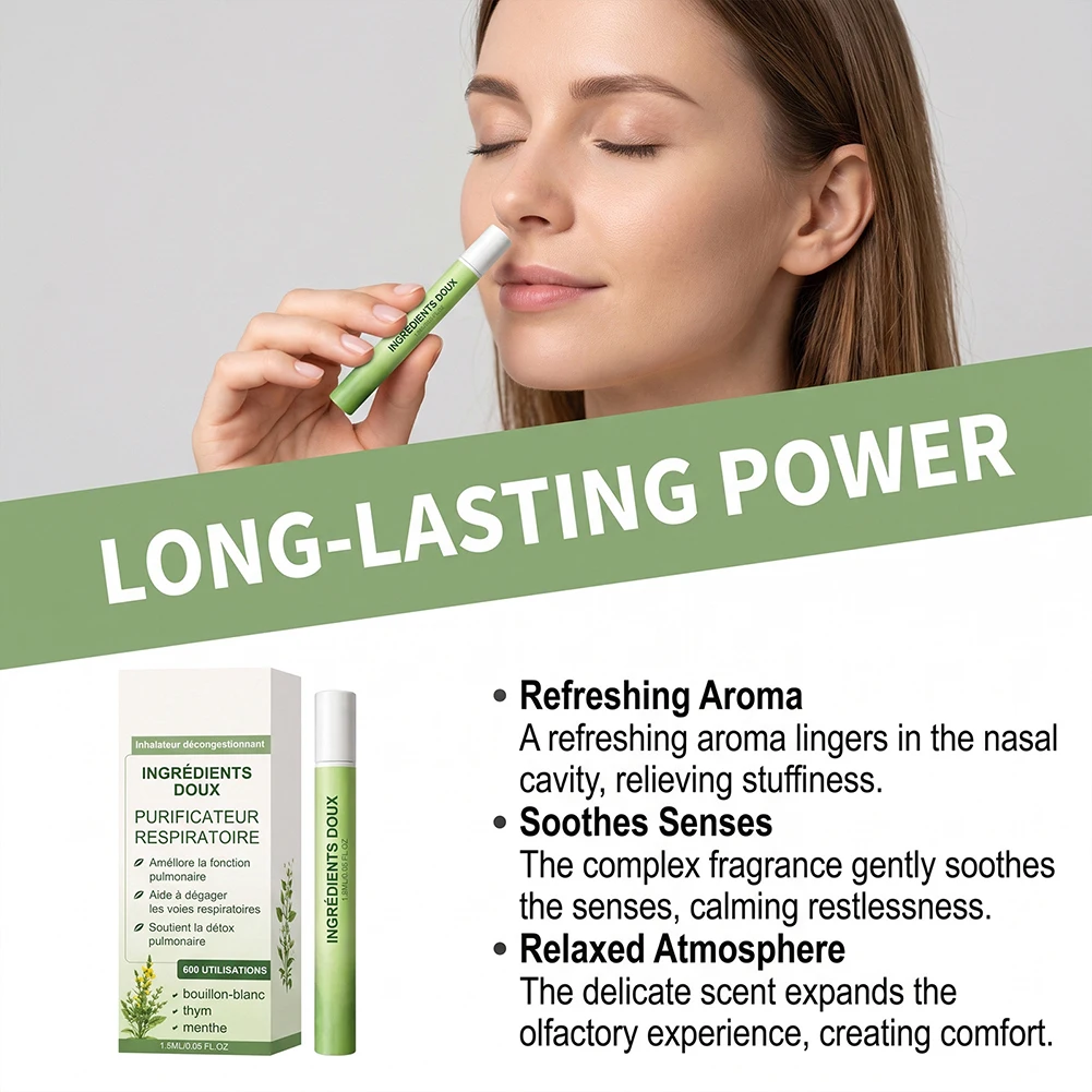 Natural Aromatherapy Stick Herbal Respiratory Support Breathing Stick Soothes Sinuses Enhances Deep Breathing Refreshing