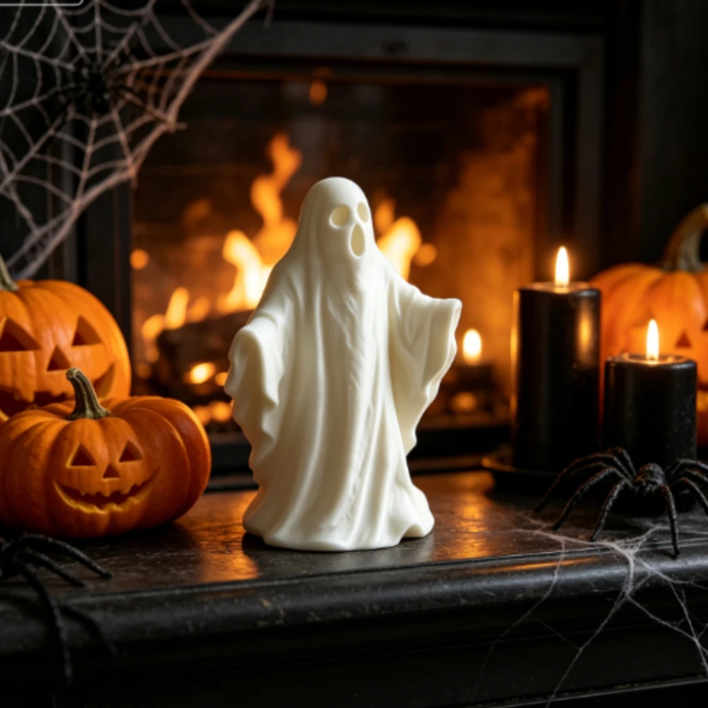 Minimalist Ghost Figurine 3D Printed Mystery Standing Spirit Statue Neutral Calm Ornament Table Decor for Living Room Home Gifts
