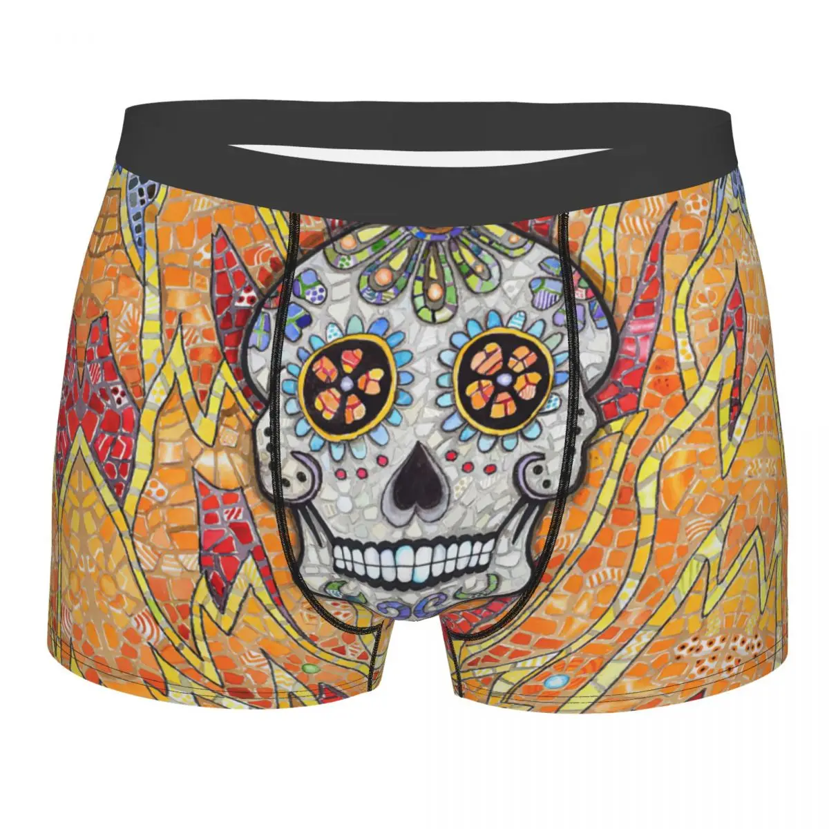 

Burning Skull Underpants Breathbale Panties Male Underwear Print Shorts Boxer Briefs