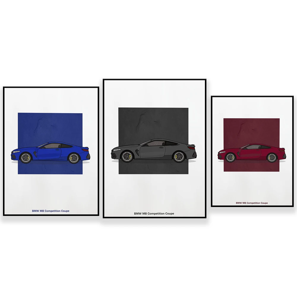 M8 Competition Poster - Burgundy, a gift for car lovers