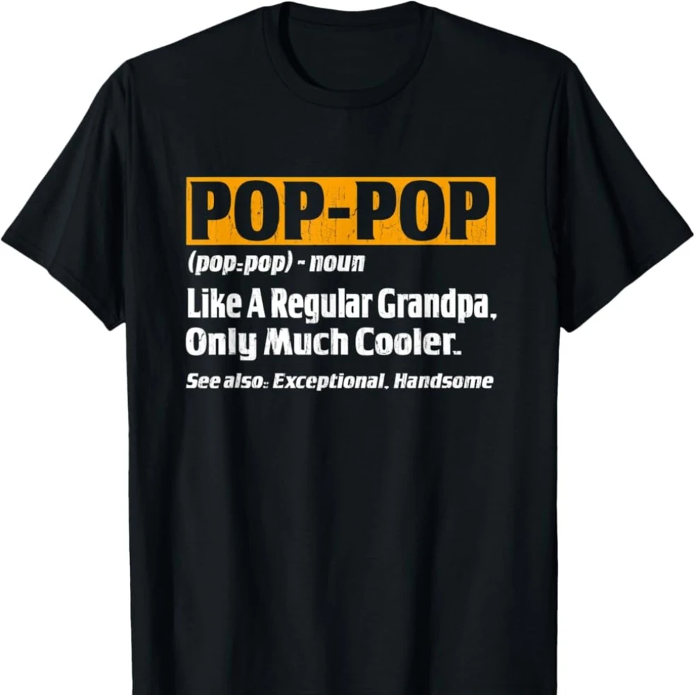 الرجال النساء الرجال تي شيرت للجنسين مضحك تعريف الجد المحملة 100% القطن مضحك تعريف Poppop قاموس الجد تي شيرت
