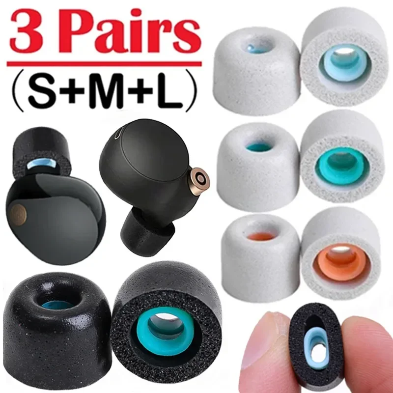 3-1Pairs Memory Foam Tip for Sony WF-1000XM4 WF-1000XM3 Replacement Wireless Earphones S/M/L Anti-Slip Protective Sleeve Ear Cap