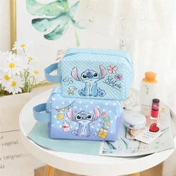 Bolsa de maquillaje con dibujos animados de Disney Stitch para mujer, bolsa de almacenamiento de cosméticos de Anime, artículos de tocador portátiles de viaje, bolsa de almacenamiento de servilletas sanitarias