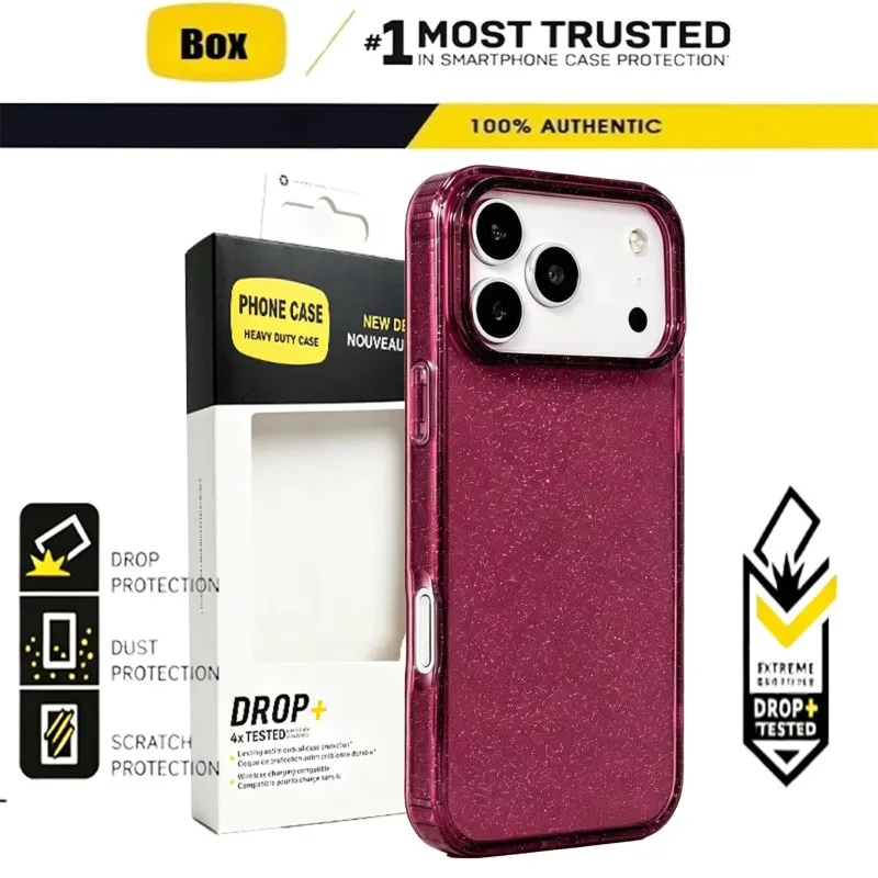 Heavy Duty Clear Symmetry Ott-box Rugged Armor Phone Case for IPhone 18Pro Max 17 16 15 14 13 12 Anti Drop Protrction Hard Cover