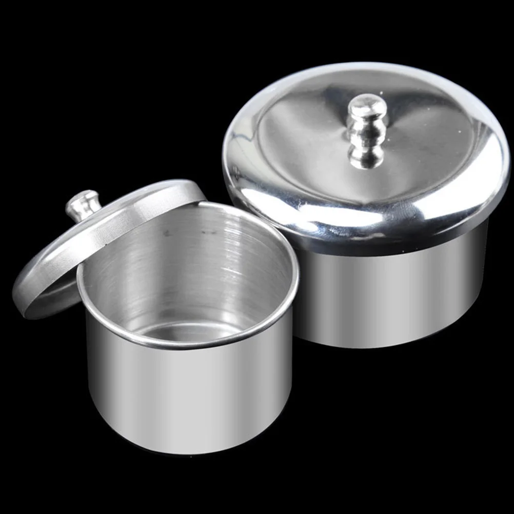 

3pcs Stainless Steel Powder Container Acrylic Liquid Jar Durable Compact Art Tool Set For Salon School Artist Silver