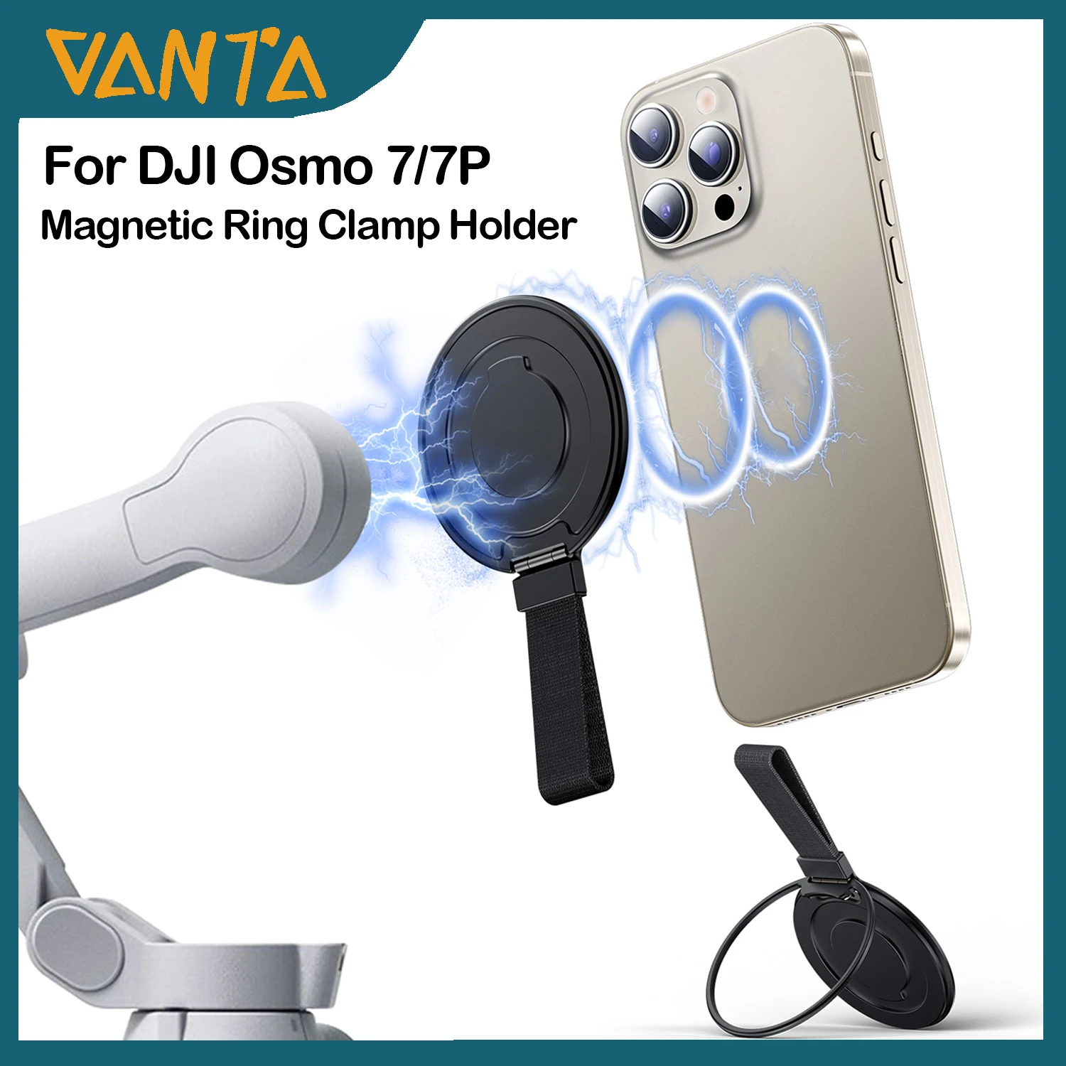 

For DJI Osmo 7/7P Magnetic Ring Clamp Holder For Magsafe Adapter Handheld Stabilizer Quick Release Module Mount Accessories