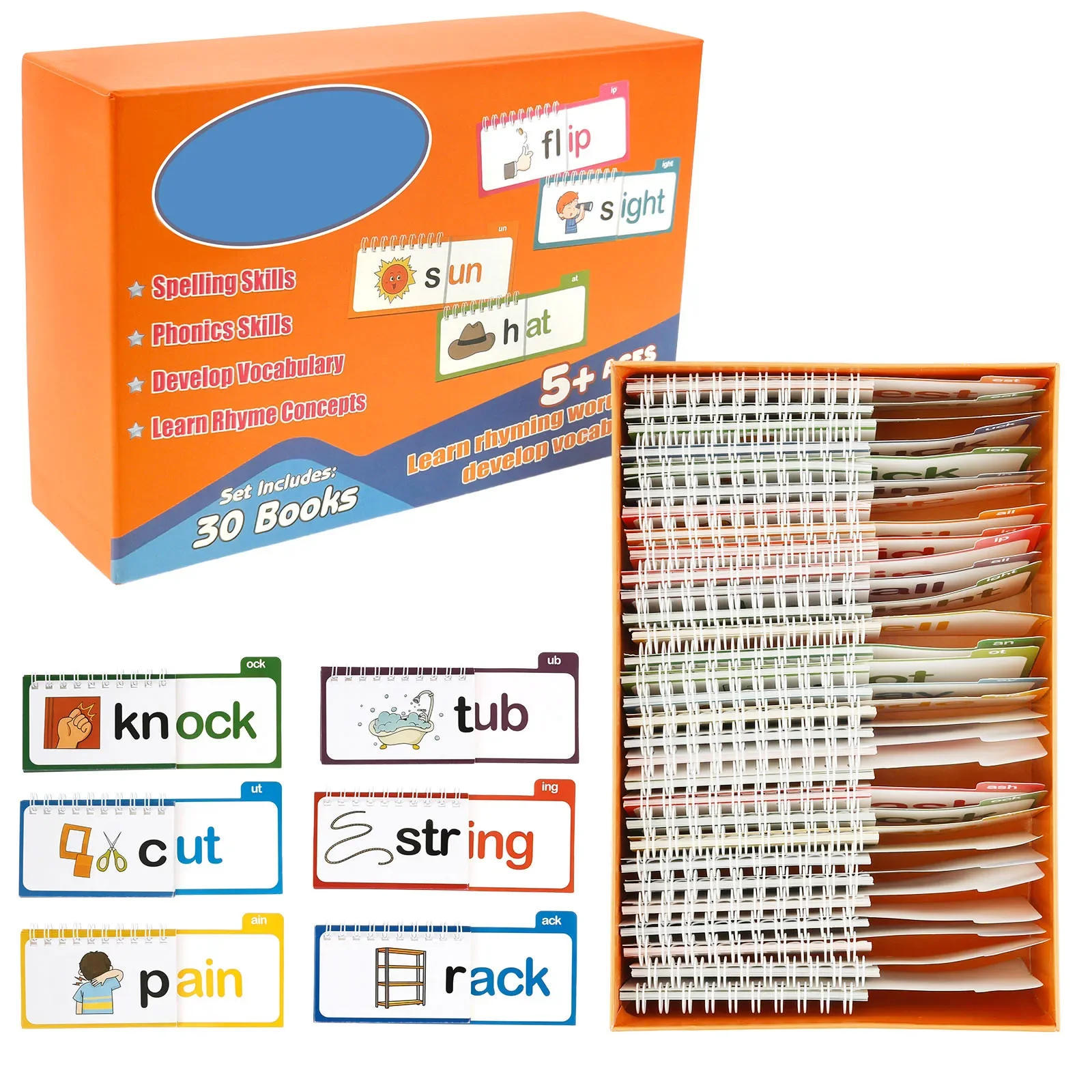 Letter Sounds Flash Card Set Flip Books Word Colorful ABC Vocabulary Flashcard Kit Help Learning Learn to Read Phonics Cards