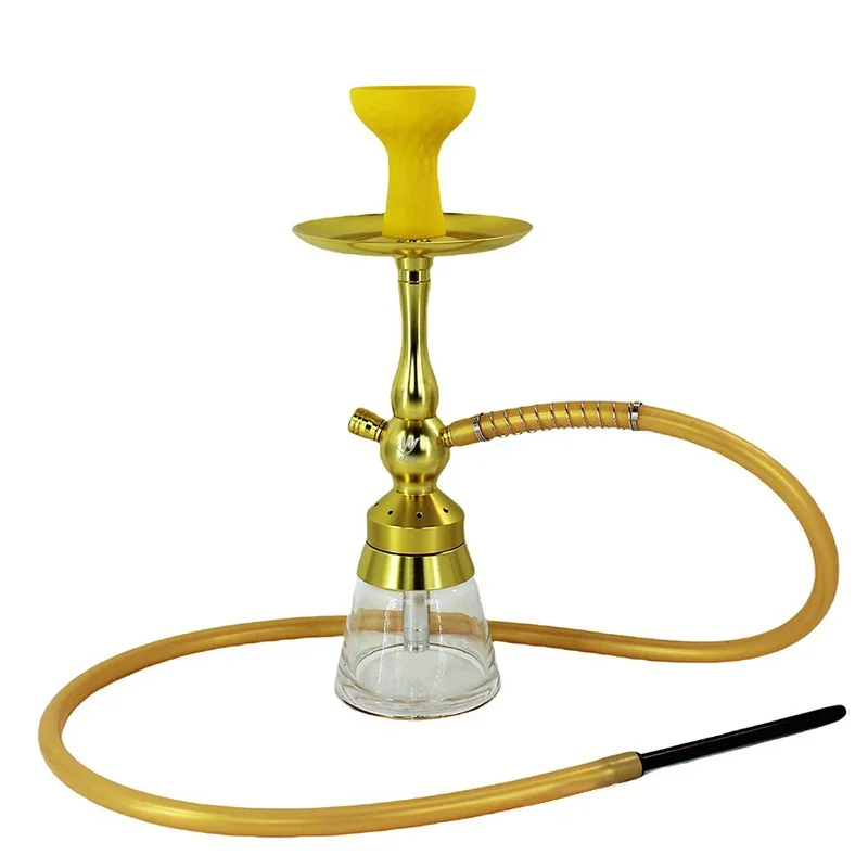 Stainless steel,Acrylic,Black Golden Silvery,16.9in\43cm Small Premium,Single Hose 1,Bar Shisha Full Set Smoking Pipe Hookah Set