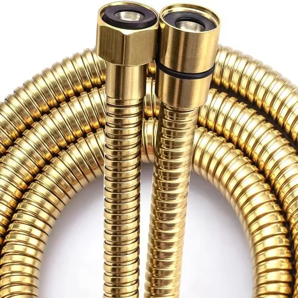 Manguera de ducha Flexible dorada de 1,5 m/2m/3m G1/2 pulgadas, tubo de extensión de cabezal de ducha de baño de acero inoxidable a prueba de explosiones de alta presión