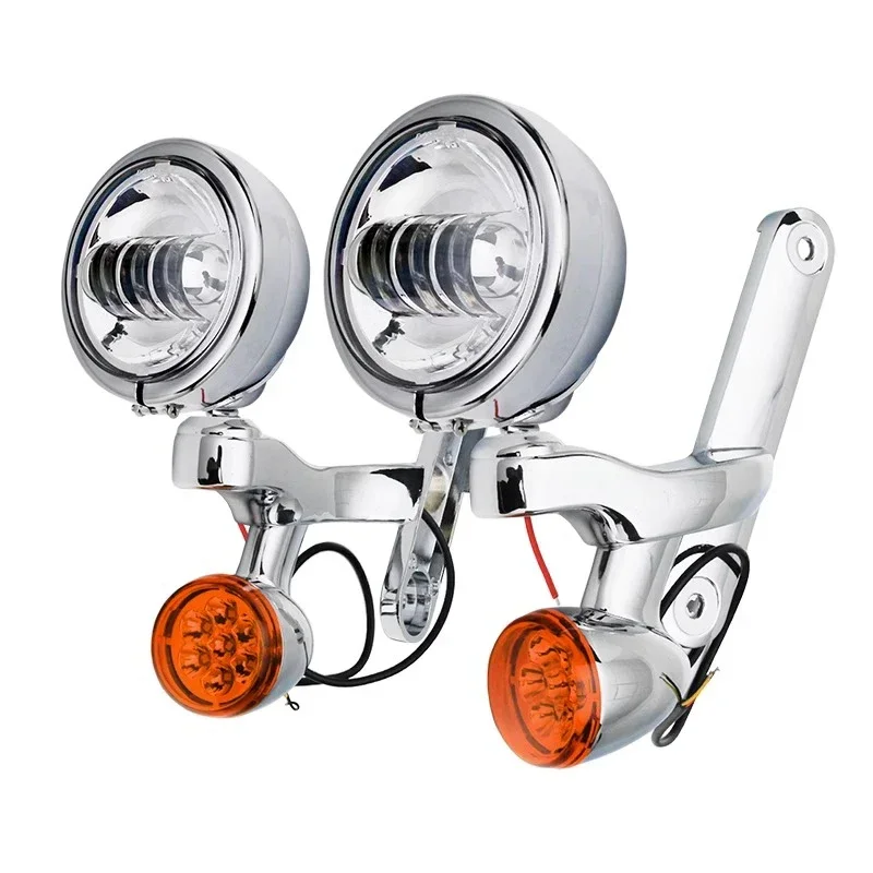 Motorcycle Turn Signal LED Spotlight Fog Light Bracket，Harley Road King FLHR 1994-2019 Electra Street Glide FLHX 2014-2019