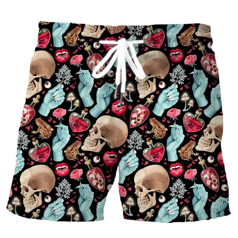 Summer Fashion Skull Pattern Shorts Casual Men\'s 3D Printed Beach Summer Surfing and Swimming Shorts Men\'s Outdoor Shorts