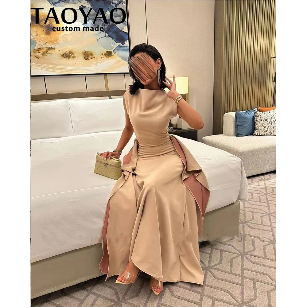 TaoYao Women Evening Dresses New Elegant Mermaid Blush Pink Prom Dresses Sleeveless Floor-Length Formal Party Gowns Elegant 2023