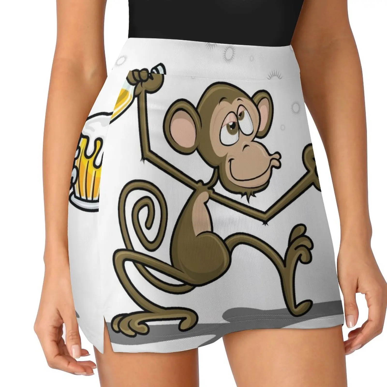 Monkey Drunk Cartoon Theme Mini Skirt Women's dress kpop