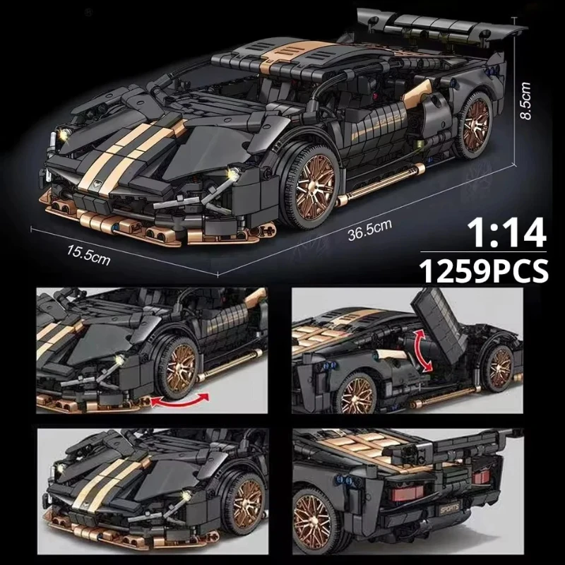 

67129 Автомобиль MOC 1280 шт. Строительные блоки Автомобиль и строительная игрушка Коллекционные автомобили для взрослых Набор для сборки модели спортивного автомобиля в масштабе 1:14
