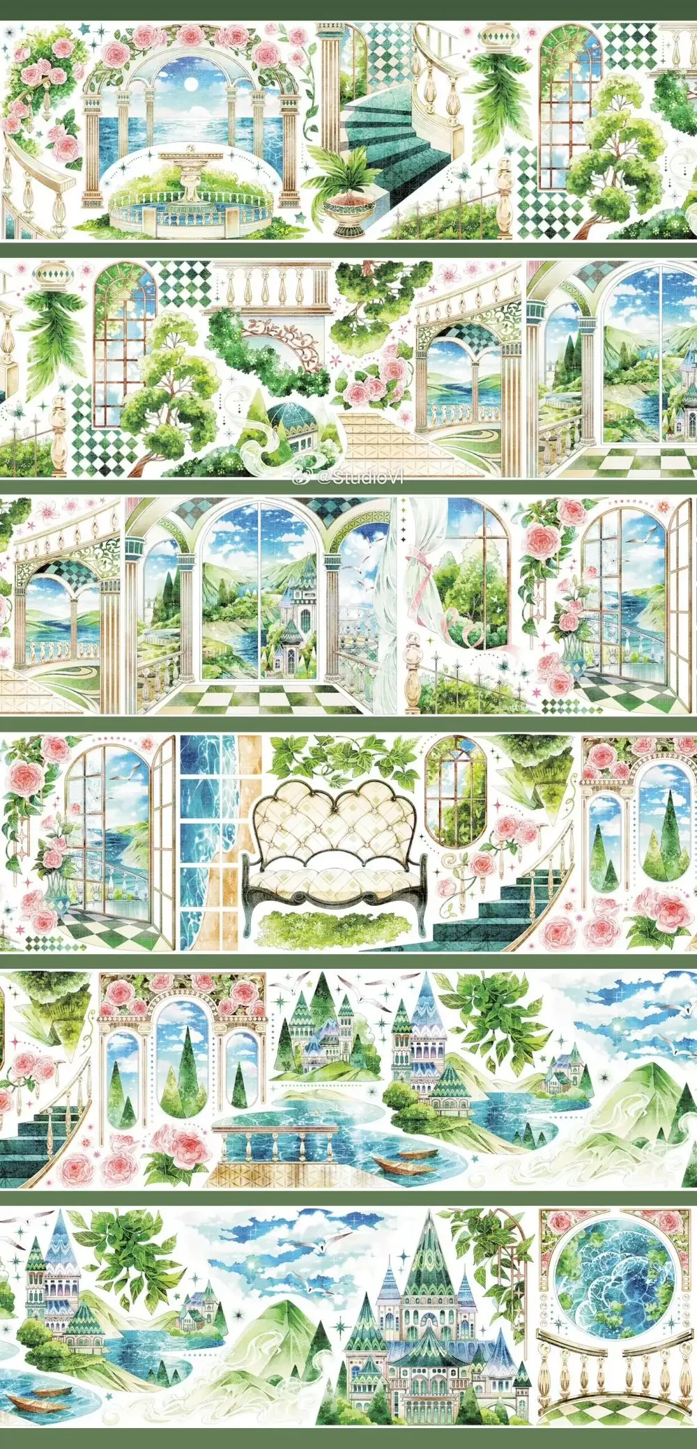 Scenery Lake Castle Washi Landscape Shiny PET Masking Tape