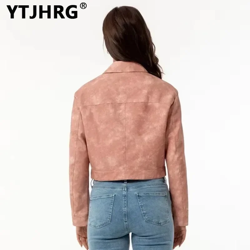 YTJHRG Women Leather Jackets Autumn Winter Spring Long Sleeve Zipper Slim Motor Biker Coat Female Clothing Fashion Outwear Tops