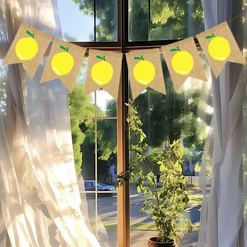 

1/2Pcs Baby Shower Backdrop Lemon Hanging Burlap Party Bunting Flag Banner Decoration Layout Garland Y3F7