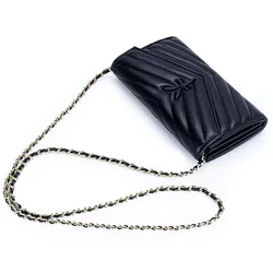 Luxury Genuine Leather Crossbody Bag with Chain Strap for Women - Small Shoulder Bag for Mobile Phone and Money