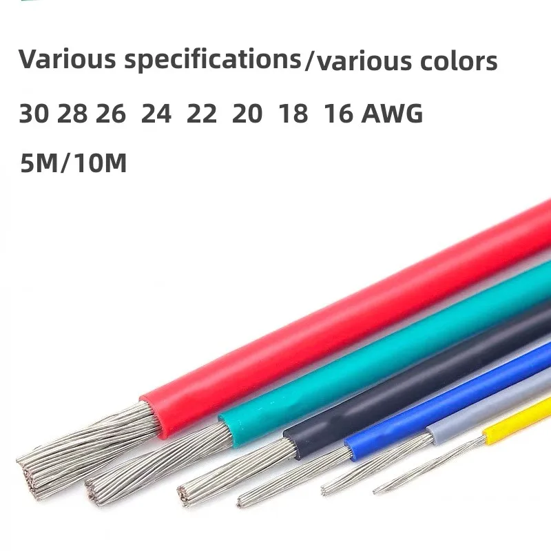 5/10M UL1569 PVC Electronic Cable Tinned Copper Conductor 30/28/26/24/22/20/18/16 AWG Cable Wire for DIY Devic Wiring