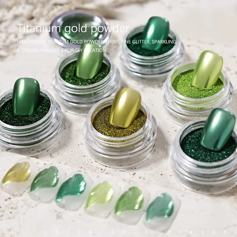 Forest Titanium Nail Powder, High Shine Metal Laser Nail Powder, Professional Nail Art Powder for Women & Girls