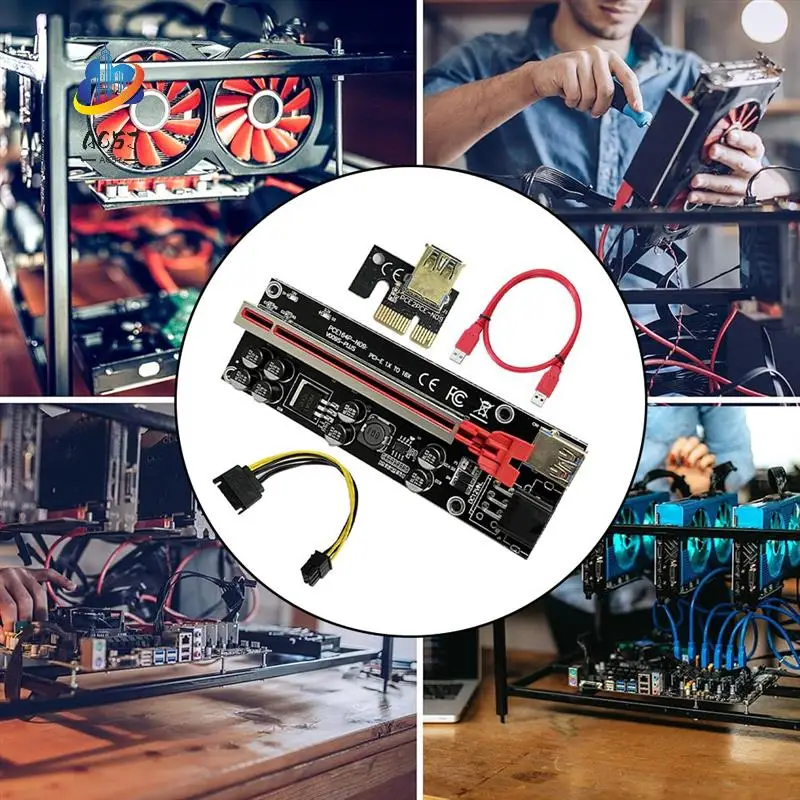 

AC57-VER009S Plus PCI-E Riser Card 009S Plus PCIE X1-X16 4Pin 6Pin Power USB 3.0 Cable For Graphics Card GPU Miner Mining