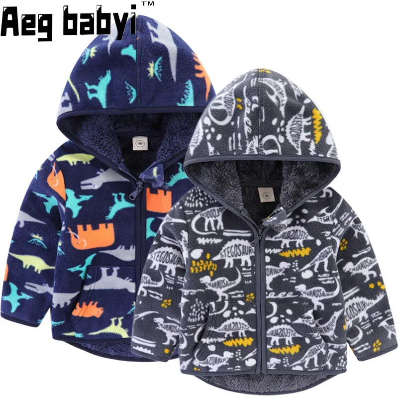 

Autumn Baby Boy Clothes Cartoon Print Fleece Jacket Children Zipper Hoodie Girls Winter Warm Thicken Sweater Coat Outwear Tops