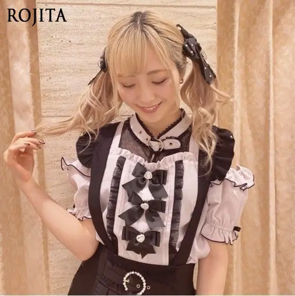 

Japanese Style Mass-Produced Multi-Bow Cute Sweet Off-Shoulder Short Sleeve Shirt 2026 Summer Women Shirt Tops
