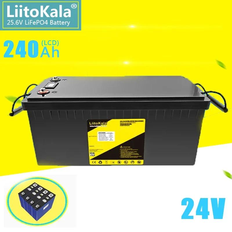 LiitoKala 25.6V240Ah LiFePo4 Battery Cycle 6000+ RV Energy Storage Rechargeable Battery Built in BMS for Power Lights Electrical