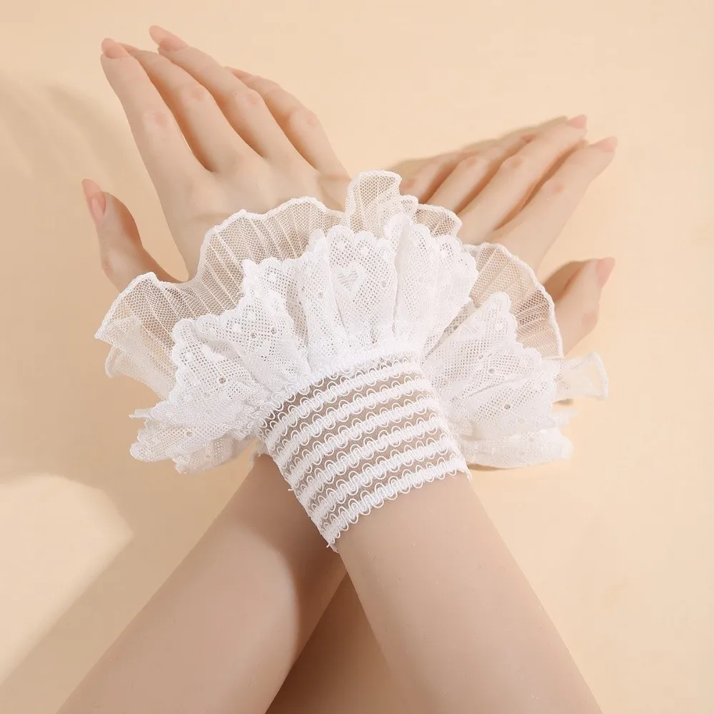 

Elegant Lace Ruffled Wrist Fake Sleeves Cuffs Comfortable Soft Lace Cuff Costume Accessory Fake Cuff Wedding