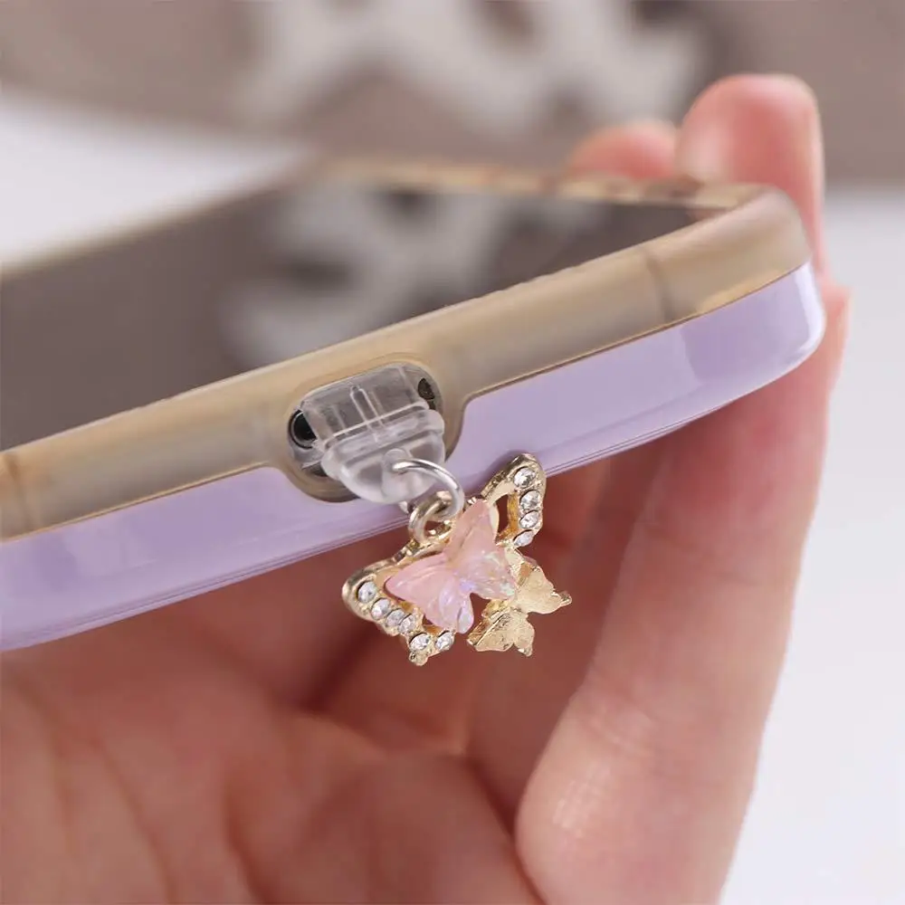 

Type-C Metal Butterfly Phone Dust Plug Dustproof Colored Stone Butterfly Charge Port Anti Dust Plug Creative Anti-Dust