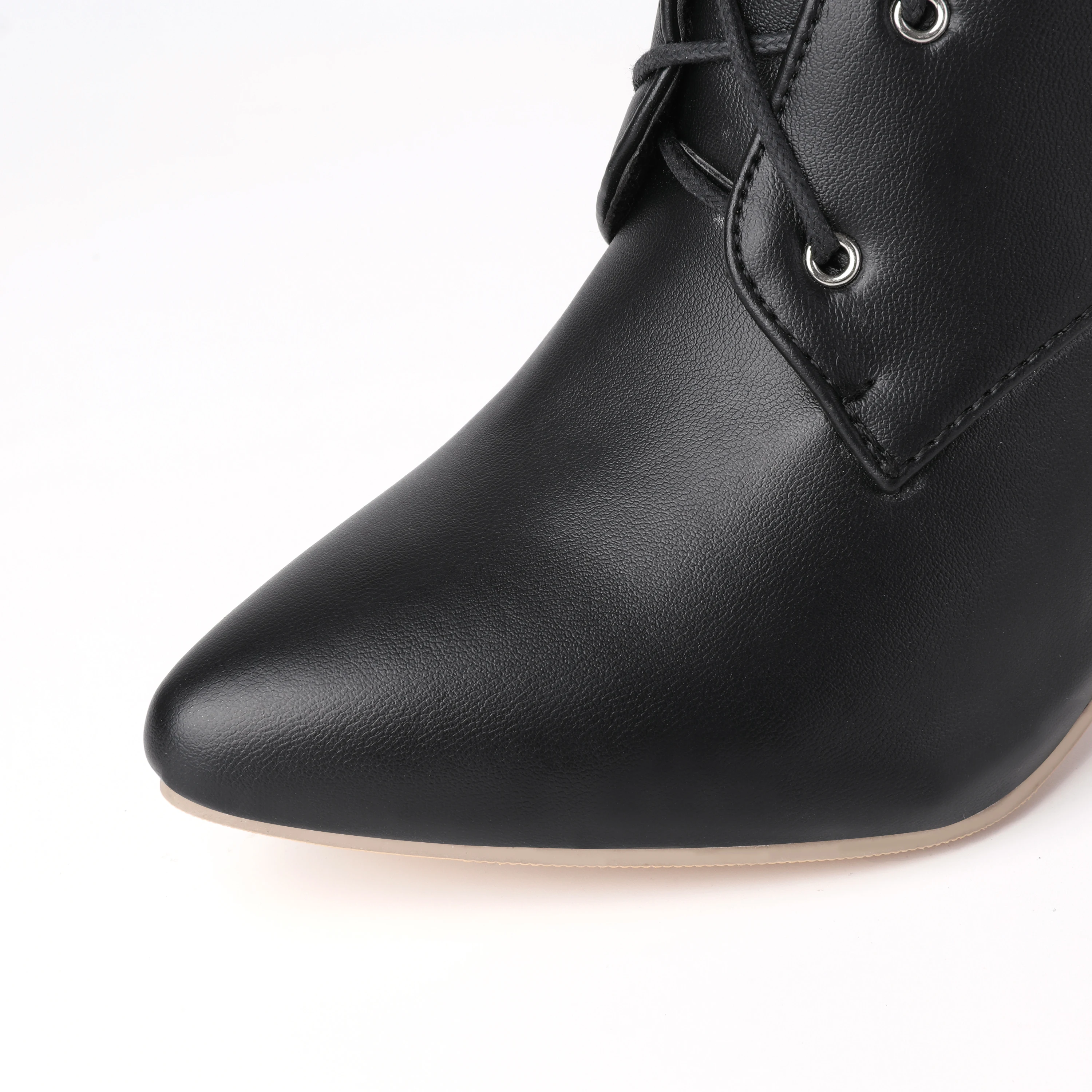 Mittellange Stiefel für Damen, 2026 Frühling und Herbst Neue Schnürstiefel, Damen Spitze Stiletto High Heels, Designer Luxus Übergrößen Größe 47, Direktverkauf vom Hersteller – Detail 6