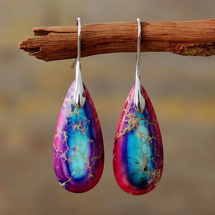 Bohemian Emperor Stone Geometric Pendant Earring Popular Natural Stone Jewelry Earrings for Women Luxury Boho Original earring