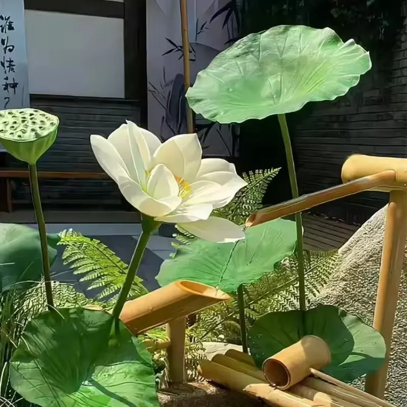 Flow ornament bowl Japanese bamboo stone trough fish tank bamboo water pump landscaping view circulating water