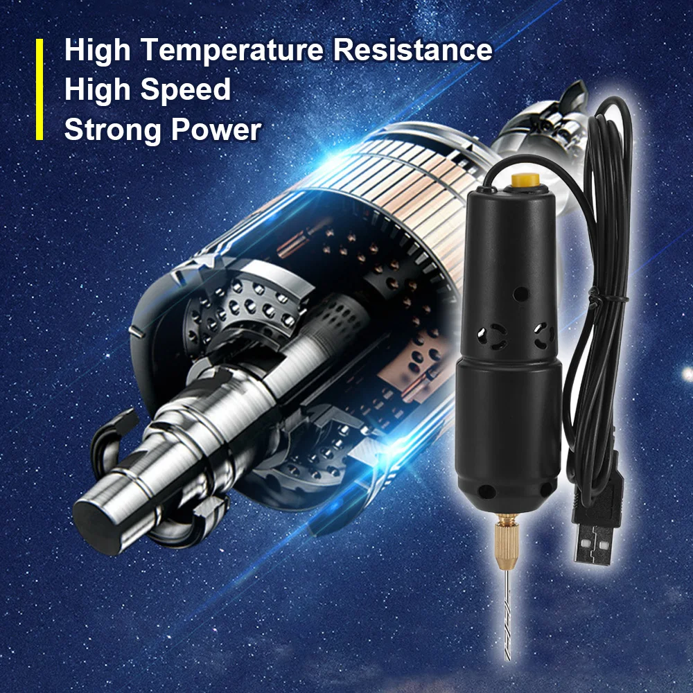 Drill Set Resin Electric Mini Drill with Drills Bits for Jewelry Aluminum Products Wood Key Chain Making Black
