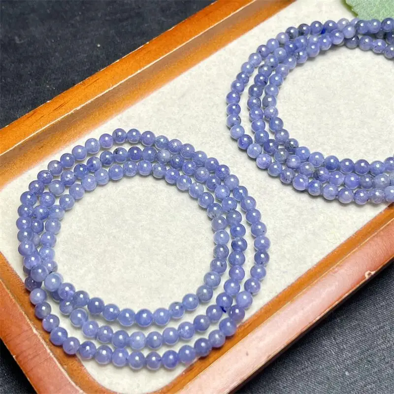 4MM Natural Tanzanite Triple Circle Bracelet Charms Handmade High Quality Crystal Healing Fashion Jewelry Gift 1PCS