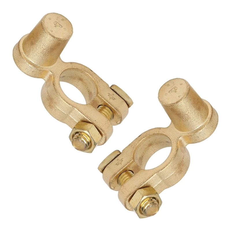 Car Battery Terminal Clamp Pair Brass Positive and Negative Set for JIS A Posts, Bolt Fastened Terminals for Worn Battery End
