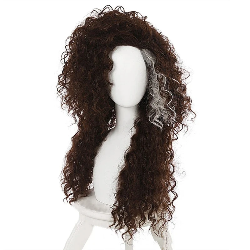 Film Bellatrix Lestrange Cosplay Pruik Volwassen Unisex Bruin Lang Krullend Hittebestendig Synthetisch Haar Halloween Pruiken Rekwisieten