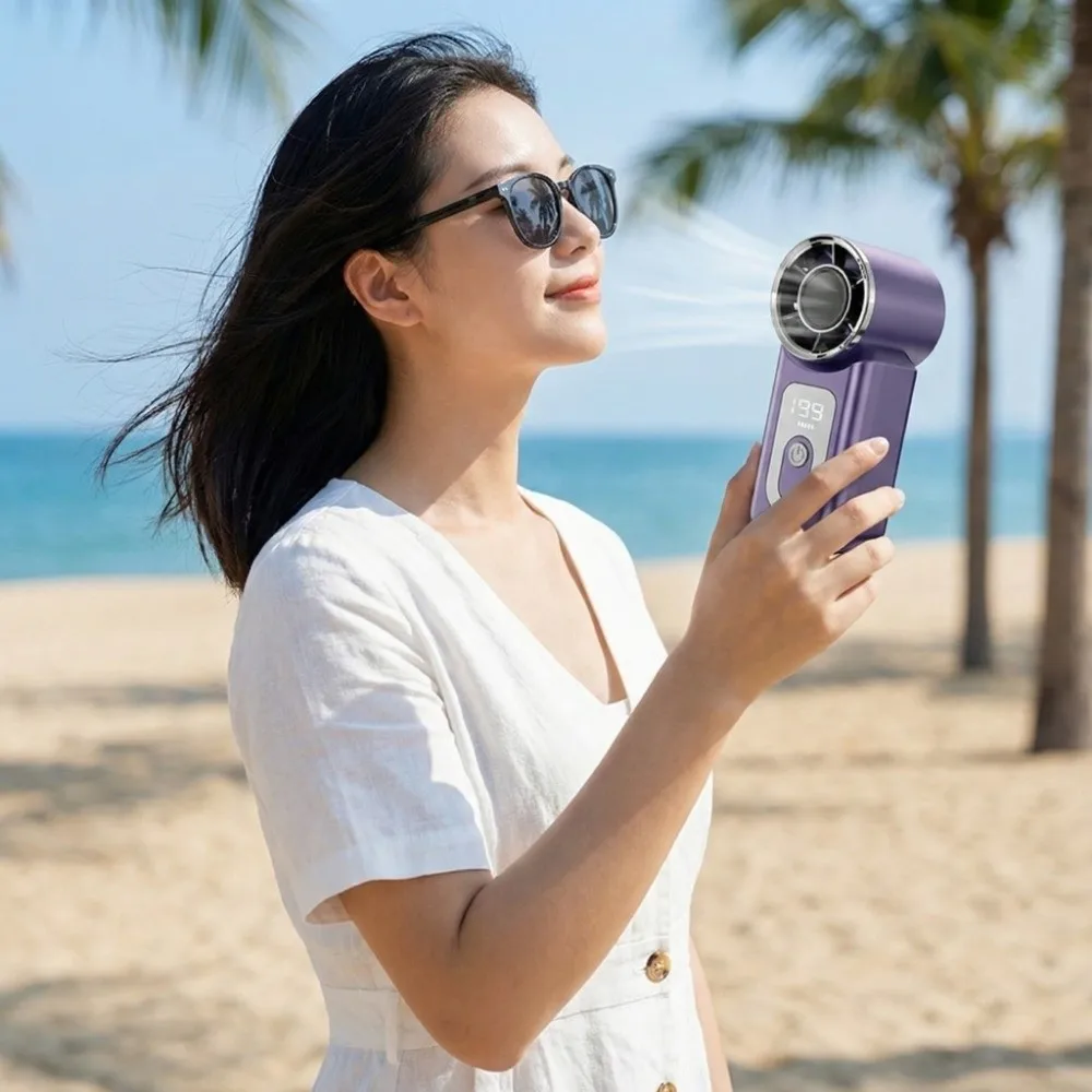 

High Speed Handheld Turbo Fan 199 Adjustable Gears Adjustable Speeds Mini Fan USB Rechargeable LED Display Small Electric Fan