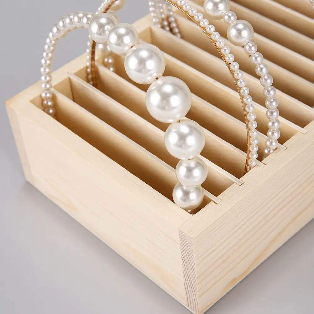 

Деревянный органайзер для заколок и ободков, 1 шт., многосекционный демонстрационный бокс, креативный настольный футляр для хранения головных уборов, подарок для семьи